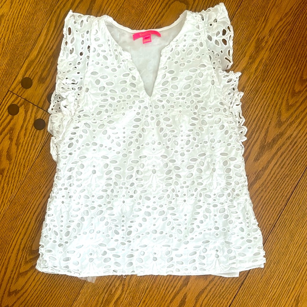 Lily Pulitzer white eyelit tank top
